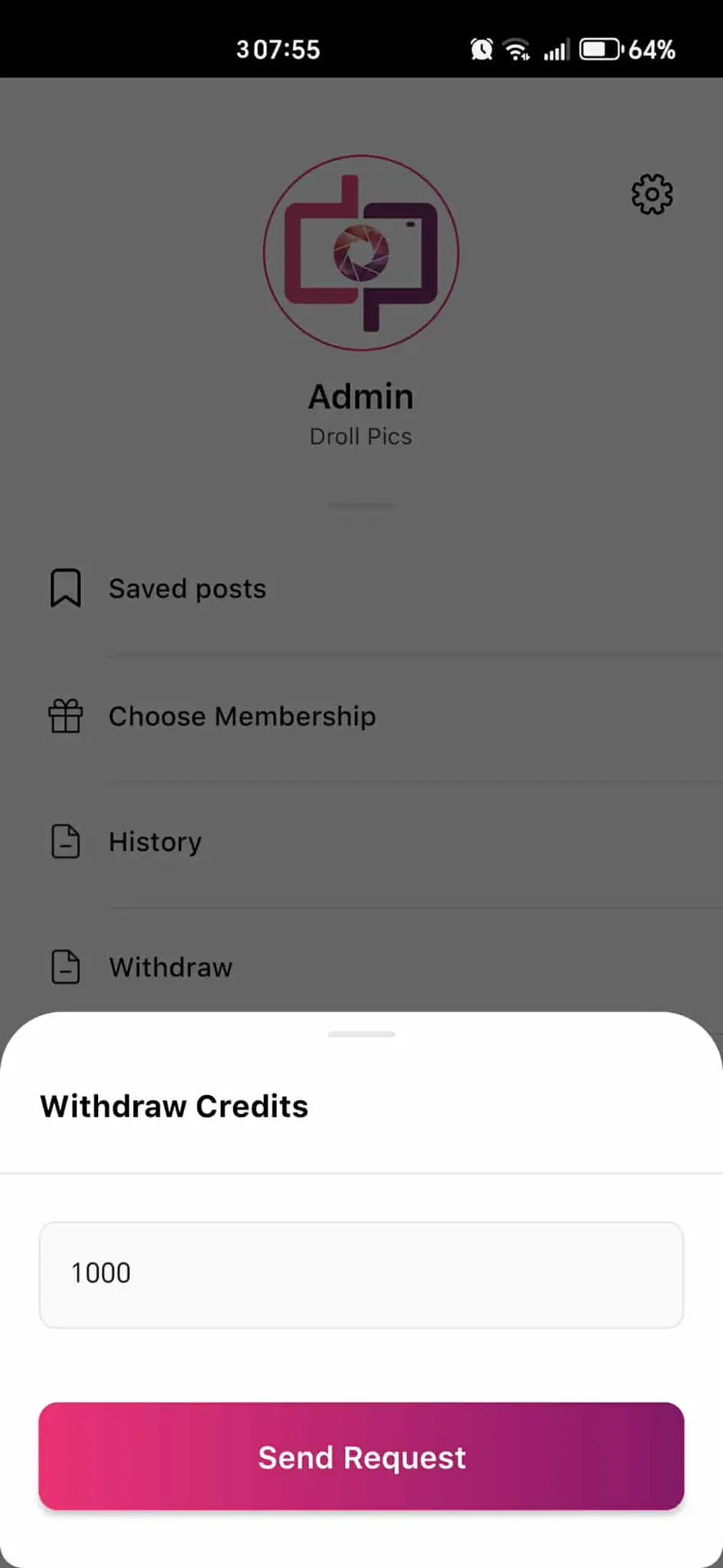 Droll Pics - withdraw creditis